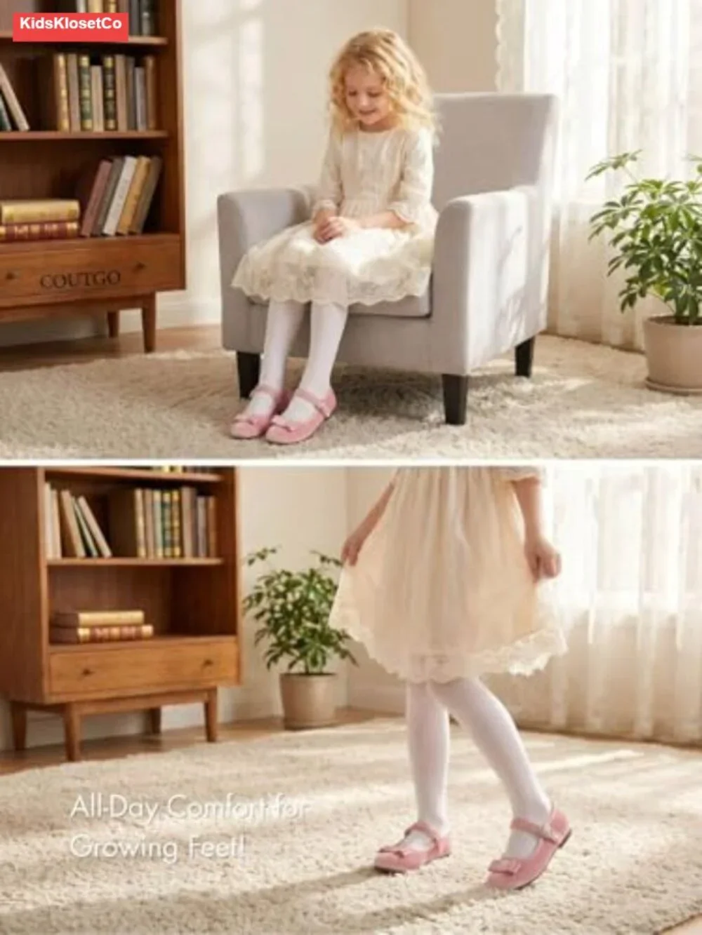 Girls Mary Jane Dress Shoes Bow Round Toe Ballet Flats
